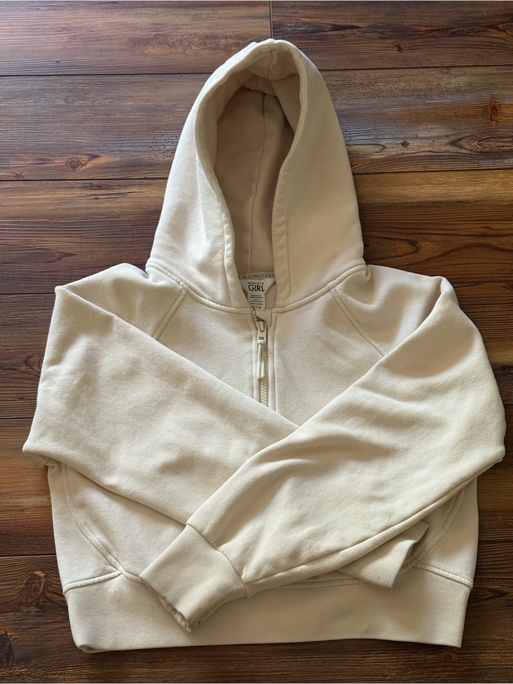 Athleta Girl Cream Fleece Hoodie xl 14